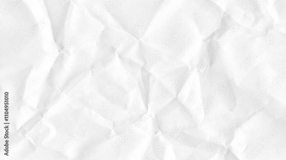 White crumpled paper stop motion background texture. Seamless looping in 4k