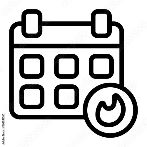 Calender Burnout Line Icon