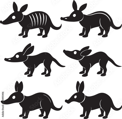 aardvark set of design set of black collection art  photo