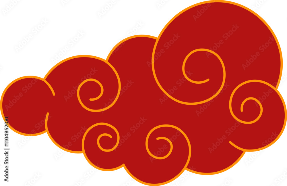 Vector illustration of red and golden asian clouds on transparent background Vector illustration of red and golden asian clouds on transparent background