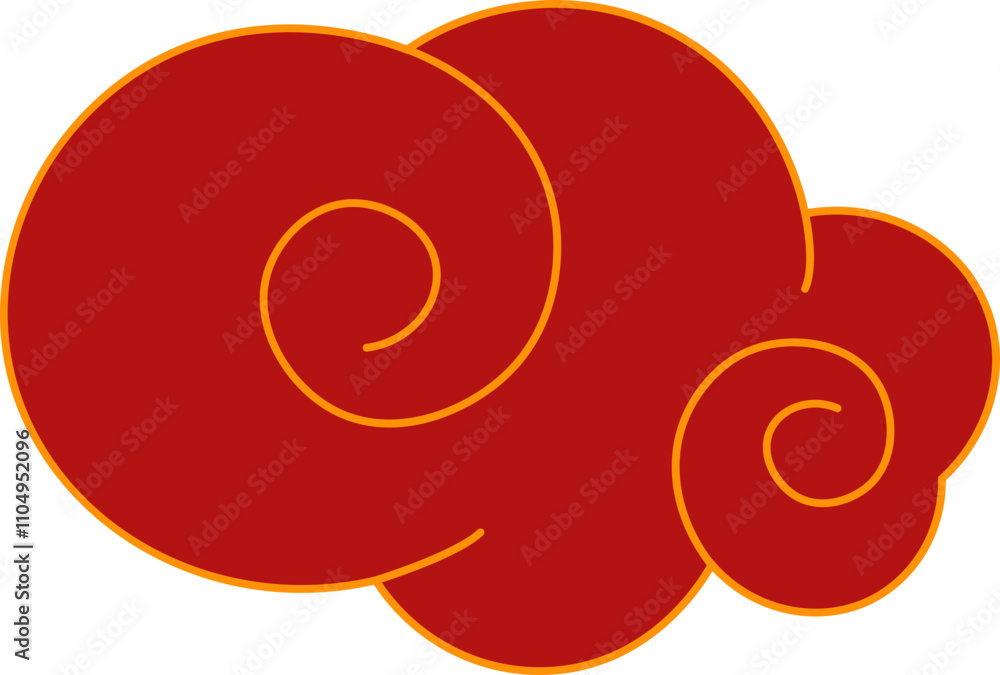 Vector illustration of red and golden asian clouds on transparent background Vector illustration of red and golden asian clouds on transparent background