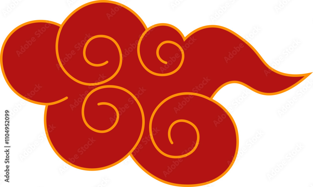Vector illustration of red and golden asian clouds on transparent background Vector illustration of red and golden asian clouds on transparent background