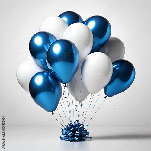 white and blue balloons on white background
