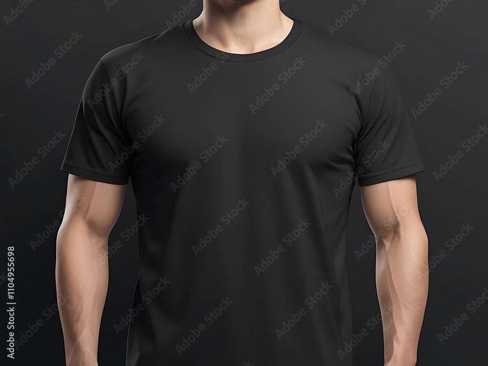 Male model posing outdoors with plain blank black canvas t-shirt mockup Male model posing outdoors with plain blank black canvas t-shirt mockup