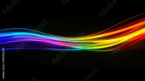 Minimalist rainbow light streak stretches horizontally across black, a sleek modern design with stylish appeal