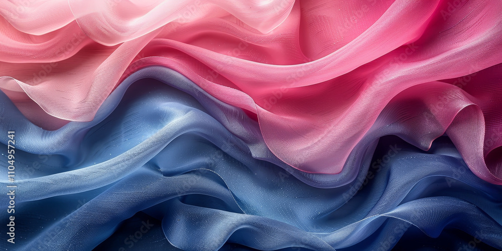 Obraz premium Flowing Silk Textiles in Pink and Blue Waves
