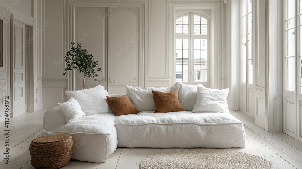White Sectional Sofa In A Bright Elegant Room White Sectional Sofa In A Bright Elegant Room