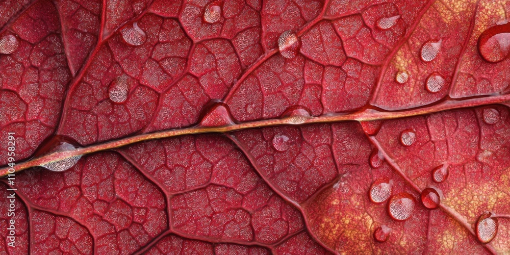Fototapeta premium Dewy leaf surface Ivy leaf A detailed macro shot of w