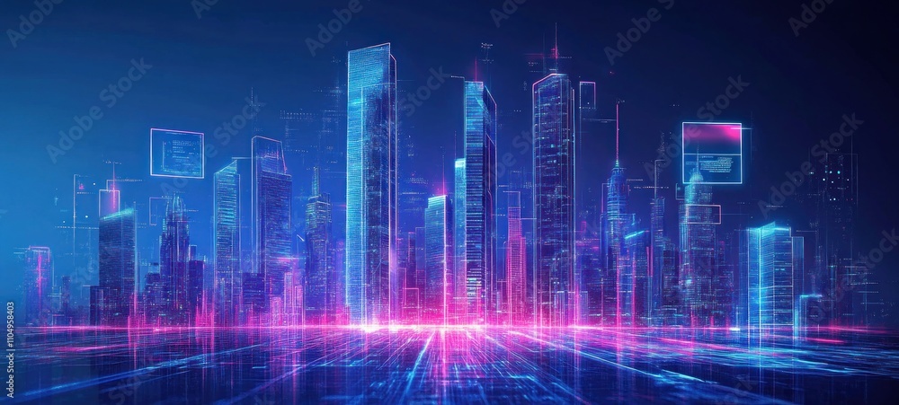 Neon Cityscape: A Futuristic Digital Metropolis Neon Cityscape: A Futuristic Digital Metropolis