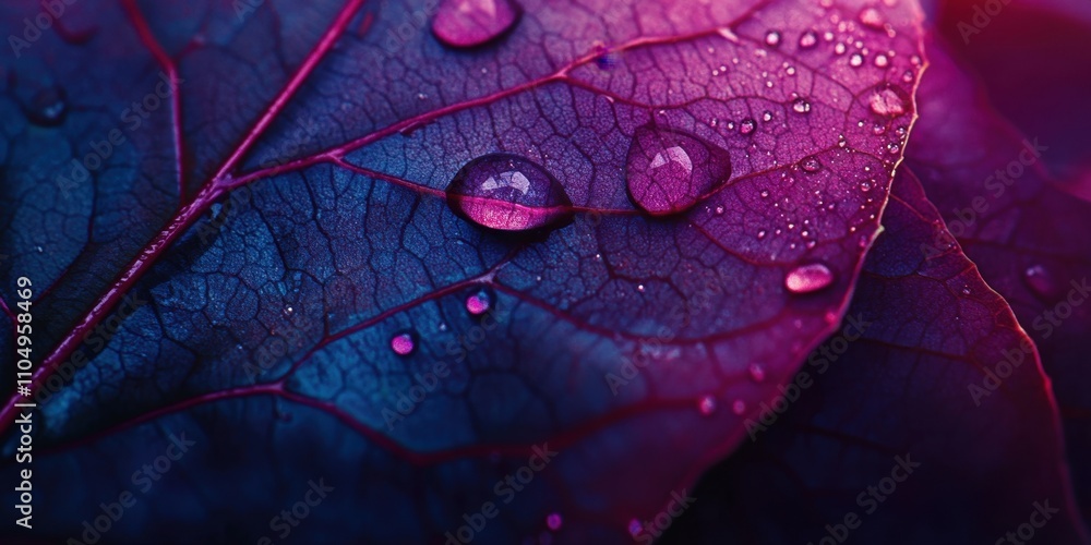 Fototapeta premium Dewy leaf surface Leaf under morning sun A detailed m