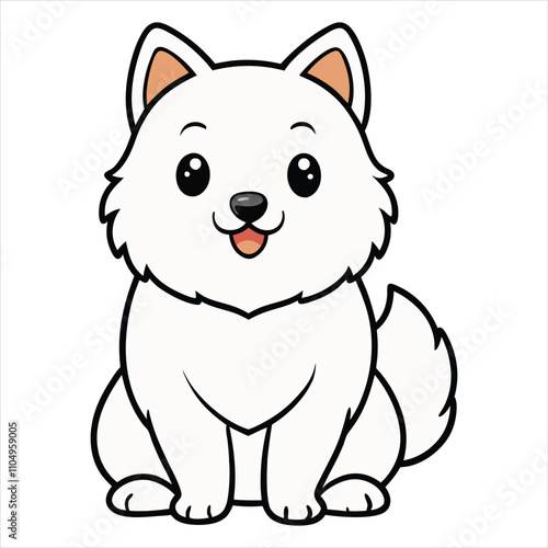 Lovable Japanese Spitz Puppy Sitting Cute and Cozy