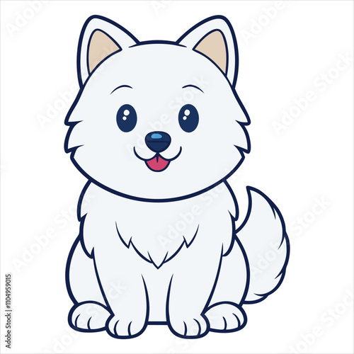 Lovable Japanese Spitz Puppy Sitting Cute and Cozy