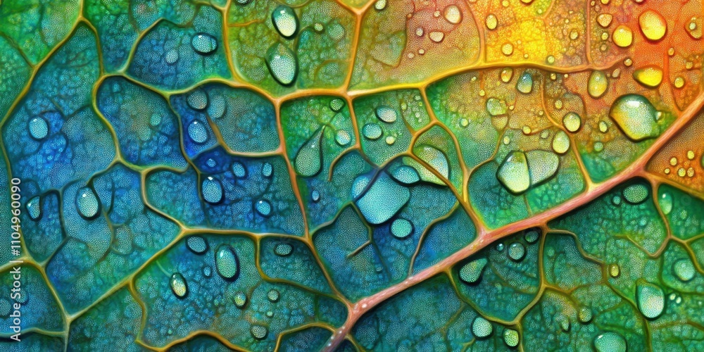 Obraz premium Drips falling gently Leaf with dew A detailed macro s