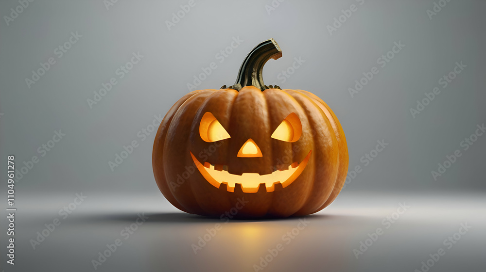 Vector holiday illustration of pumpkin characid Jack O' Lantern Flat Design Halloween Icon with Side Shadow gray background, Vector holiday illustration of pumpkin characid Jack O' Lantern Flat Design Halloween Icon with Side Shadow gray background,