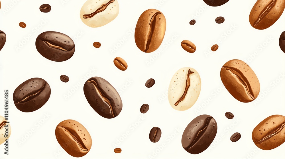 Seamless pattern of coffee beans. Seamless pattern of coffee beans.