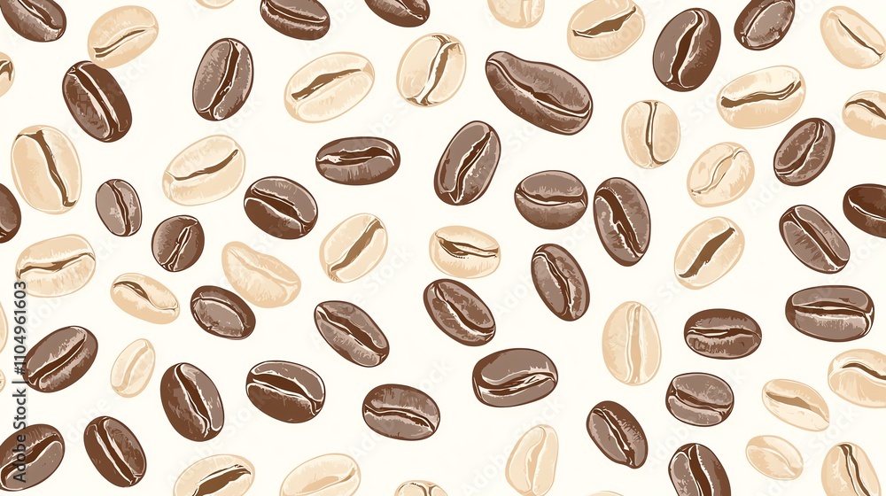 Obraz premium Seamless pattern of coffee beans.