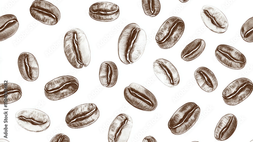 Seamless pattern of coffee beans. Seamless pattern of coffee beans.