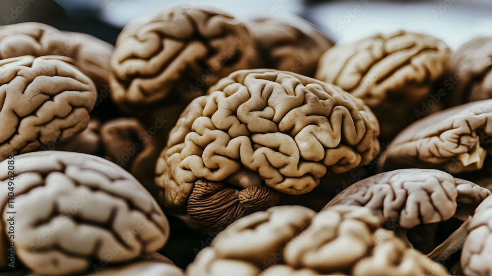 Close-up of human brain showing plaques. Understanding the complexities of neurological conditions through detailed anatomical study. Close-up of human brain showing plaques. Understanding the complexities of neurological conditions through detailed anatomical study.