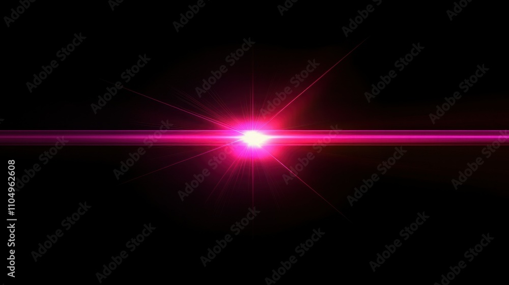 Stylish horizontal pink flare glowing on black, a modern minimalist composition with elegant simplicity