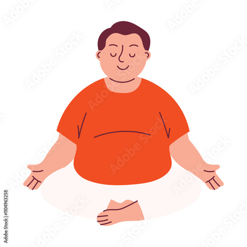 Obese Man doing Yoga Exercise