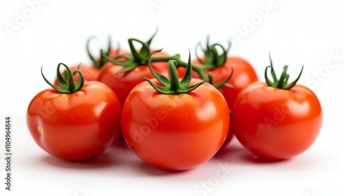 Fresh red tomatoes with green stems