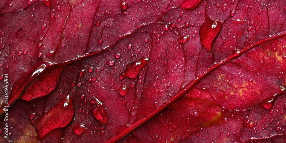 Fototapeta premium Glistening water drops Leaf under morning sun A detai
