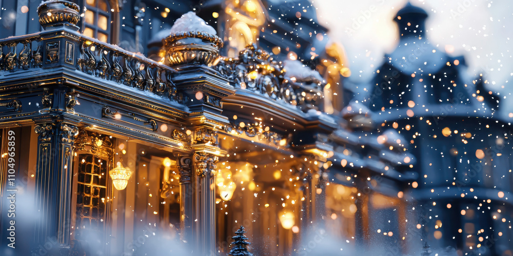 Obraz premium Enjoy a cozy holiday tea room experience with miniature teacups surrounded by snowy details in a warm setting