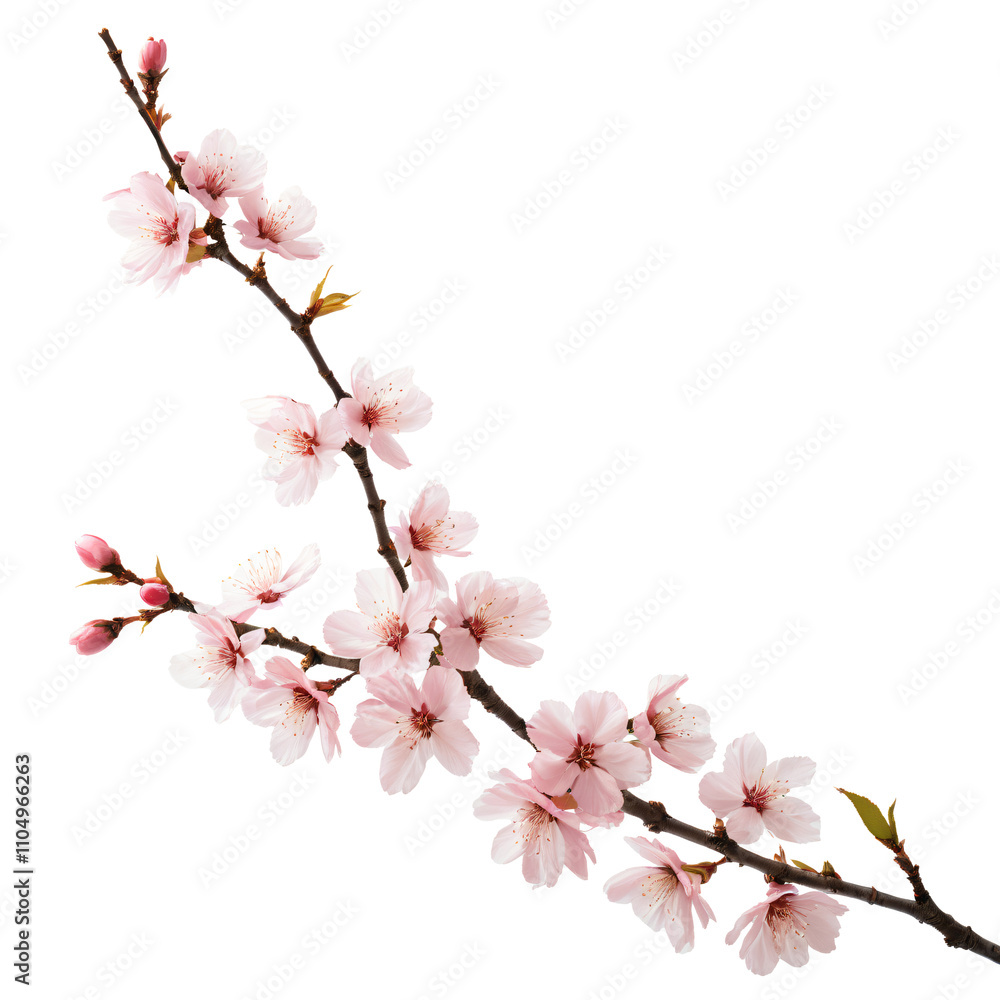 Spring Sakura Blossom Branch in Minimalistic Style – Pink Cherry Flowers on Isolated White Background with Soft Lighting and High-Resolution Details for Editing Spring Sakura Blossom Branch in Minimalistic Style – Pink Cherry Flowers on Isolated White Background with Soft Lighting and High-Resolution Details for Editing