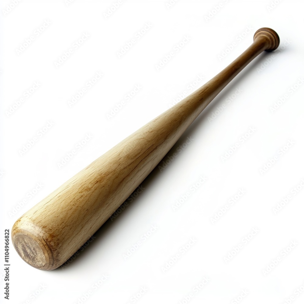Wooden Baseball Bat on White Background Representing Sports and Recreation Wooden Baseball Bat on White Background Representing Sports and Recreation