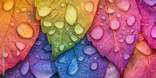 Pattering droplets Bright leaf A detailed macro shot  photo