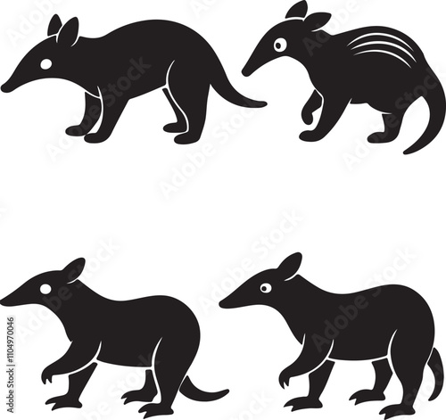 set of kangaroo silhouettes vector  photo