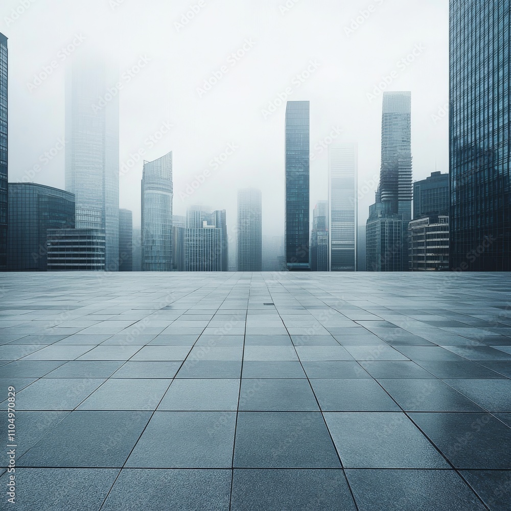 Cityscape with misty atmosphere, mysterious urban setting, foggy skyline Cityscape with misty atmosphere, mysterious urban setting, foggy skyline