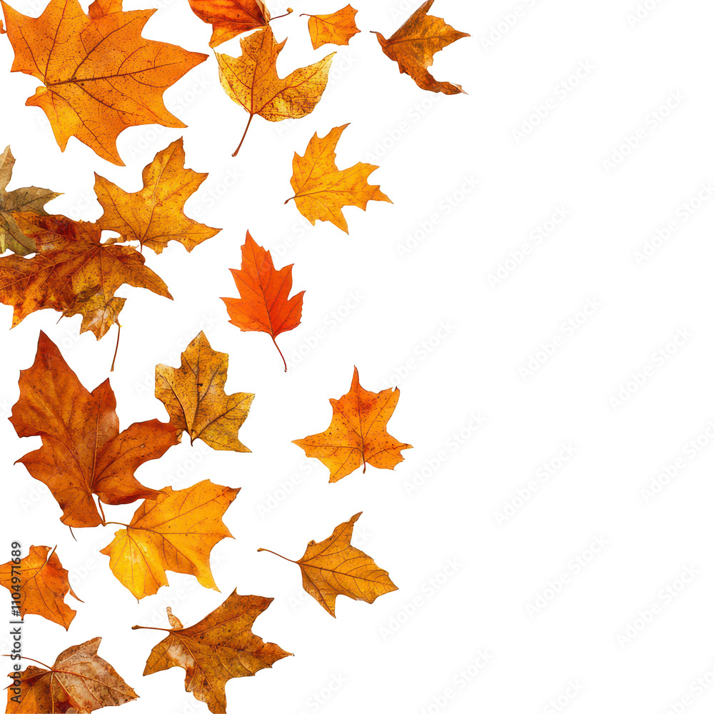 A collection of vibrant autumn leaves scattered on a transparent background showcasing seasonal colors and textures, Autumn fall leaves isolated on transparent background A collection of vibrant autumn leaves scattered on a transparent background showcasing seasonal colors and textures, Autumn fall leaves isolated on transparent background