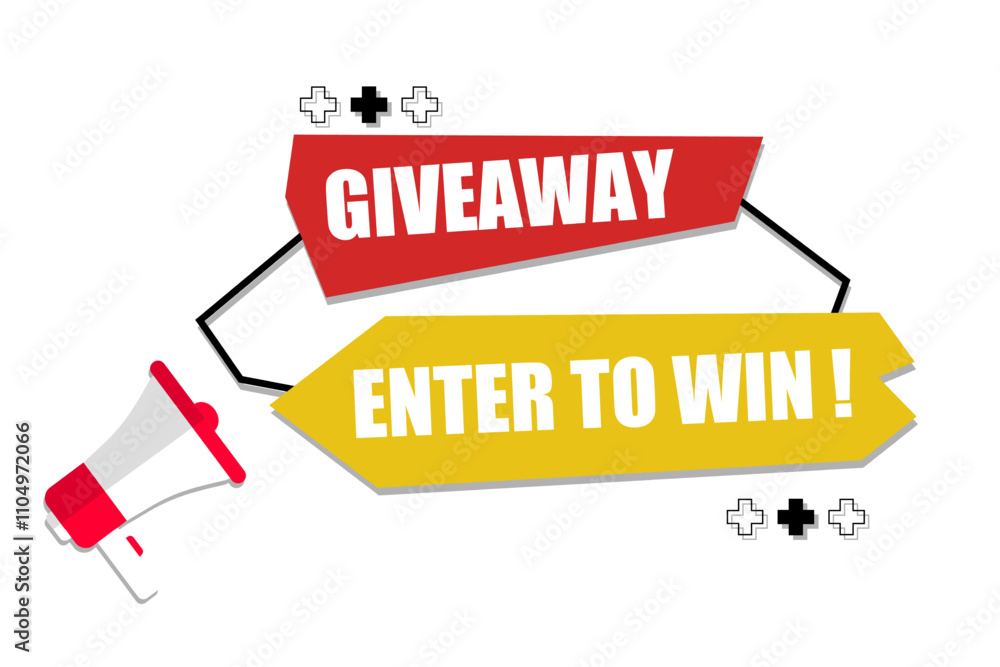 Vector banner. Megaphone with giveaway enter to win speech bubble. Loudspeaker. Banner for business, marketing. Banner design vector illustration. Vector banner. Megaphone with giveaway enter to win speech bubble. Loudspeaker. Banner for business, marketing. Banner design vector illustration.