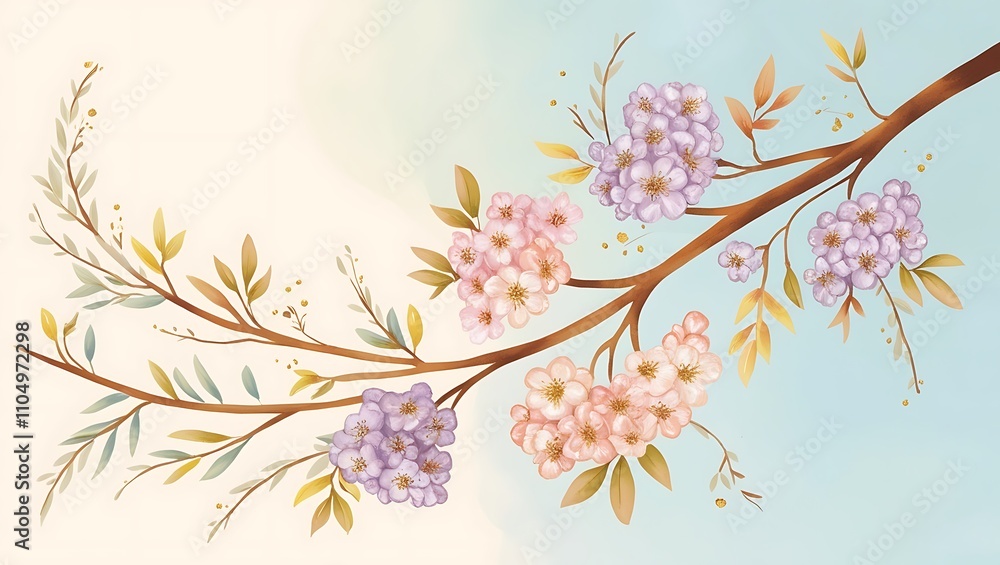 Obraz premium A set of three abstract minimalist aesthetic floral illustrations