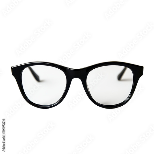 Stylish black nerd glasses displayed against a plain transparent background for eyewear enthusiasts and fashion lovers, Black Nerd Glasses, transparent background.