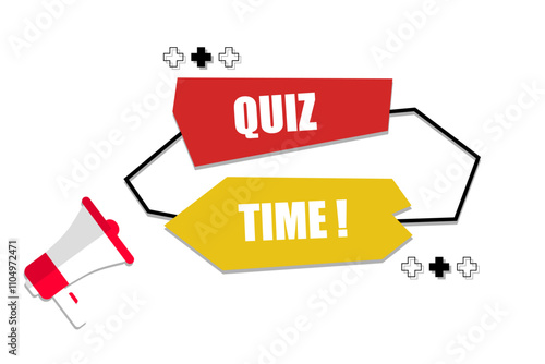 Vector banner. Megaphone with quiz time speech bubble. Loudspeaker. Banner for business, marketing. Banner design vector illustration.