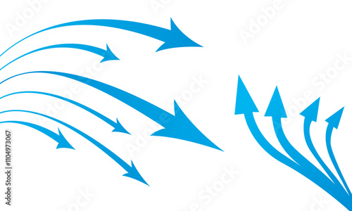 Blue arrow business image material. Blue arrows clean fresh air flow collection. Flat style curved arrow icon vector isolated. 2