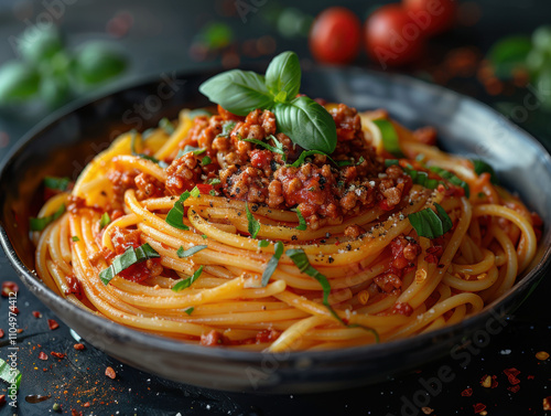 spaghetti bolognese super realistic photo