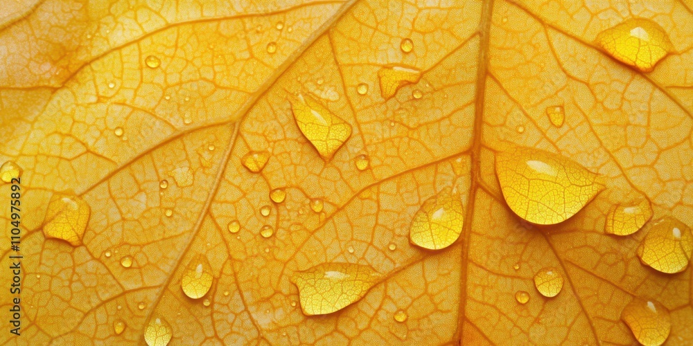 Obraz premium water droplets Serrated leaf A detailed macro s