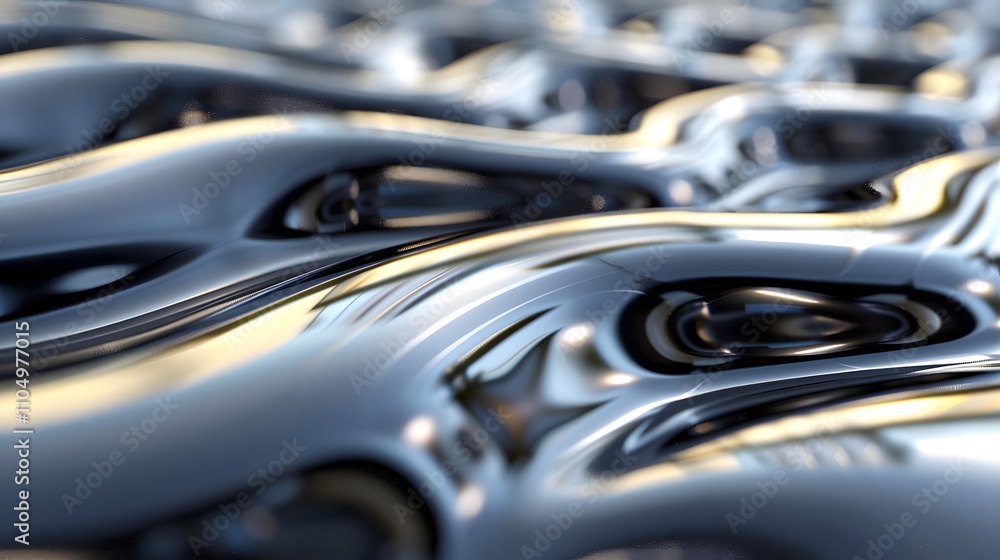 Abstract metallic liquid surface with flowing waves and reflections. Abstract metallic liquid surface with flowing waves and reflections.