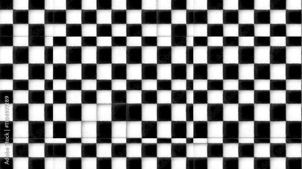 Fototapeta premium Dynamic black and white checkerboard pattern abstract art digital design modern aesthetics top-down view visual texture