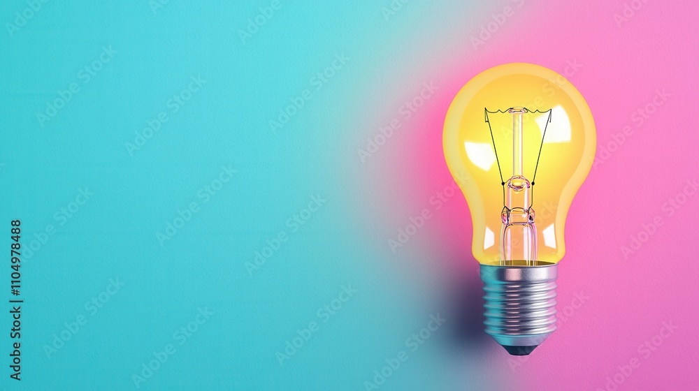 A vibrant light bulb shines against a gradient background of blue and pink, symbolizing creativity and illumination. A vibrant light bulb shines against a gradient background of blue and pink, symbolizing creativity and illumination.