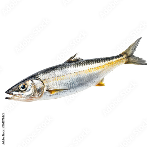 Baltic herring fish displaying natural colors and fine details isolated on a clean transparent background, Baltic herring fishisolated on transparent background Fresh fish object photo