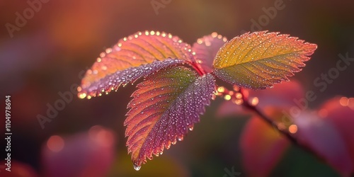 drops glistening Vibrant green leaf A detailed 