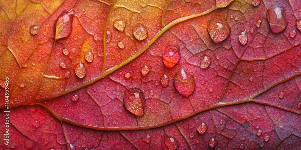 Fototapeta premium dew forming Large leaf A detailed macro shot of