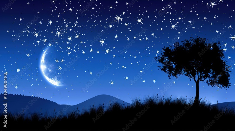 Fototapeta premium night sky blue space background