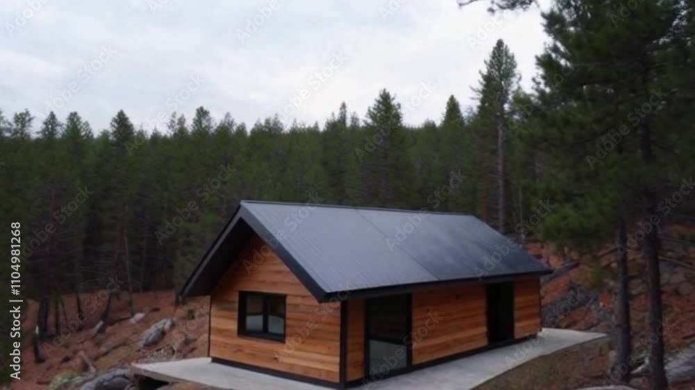 4K Cinematic Video of Modern Cabin in the Woods for Sustainable Living Ads 4K Cinematic Video of Modern Cabin in the Woods for Sustainable Living Ads