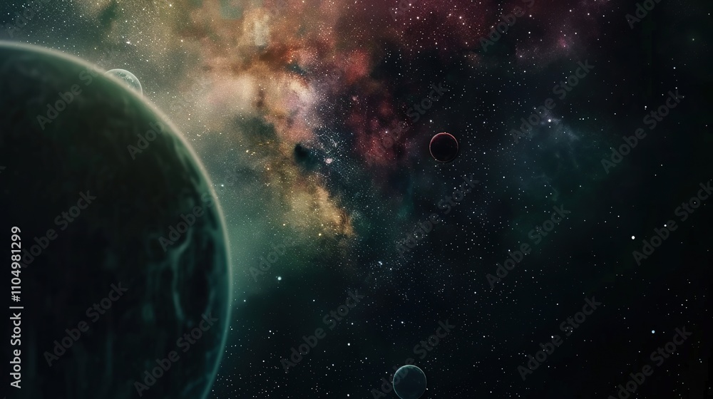Majestic Universe with Colorful Planets Majestic Universe with Colorful Planets