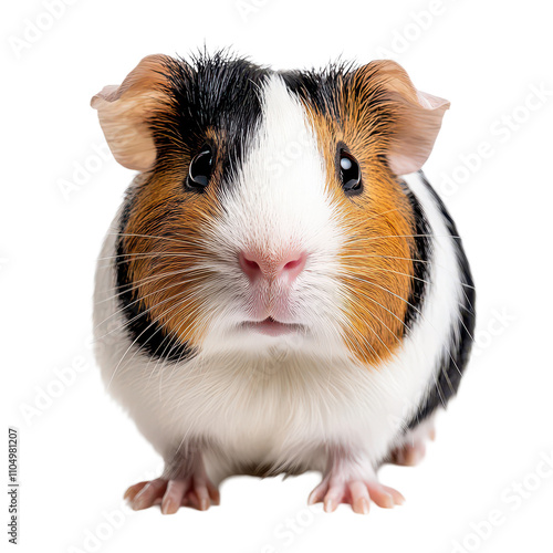 A cute guinea pig posing adorably against a transparent background, highlighting its charming features and lively personality, a cute guinea pig posing, transparent background. photo